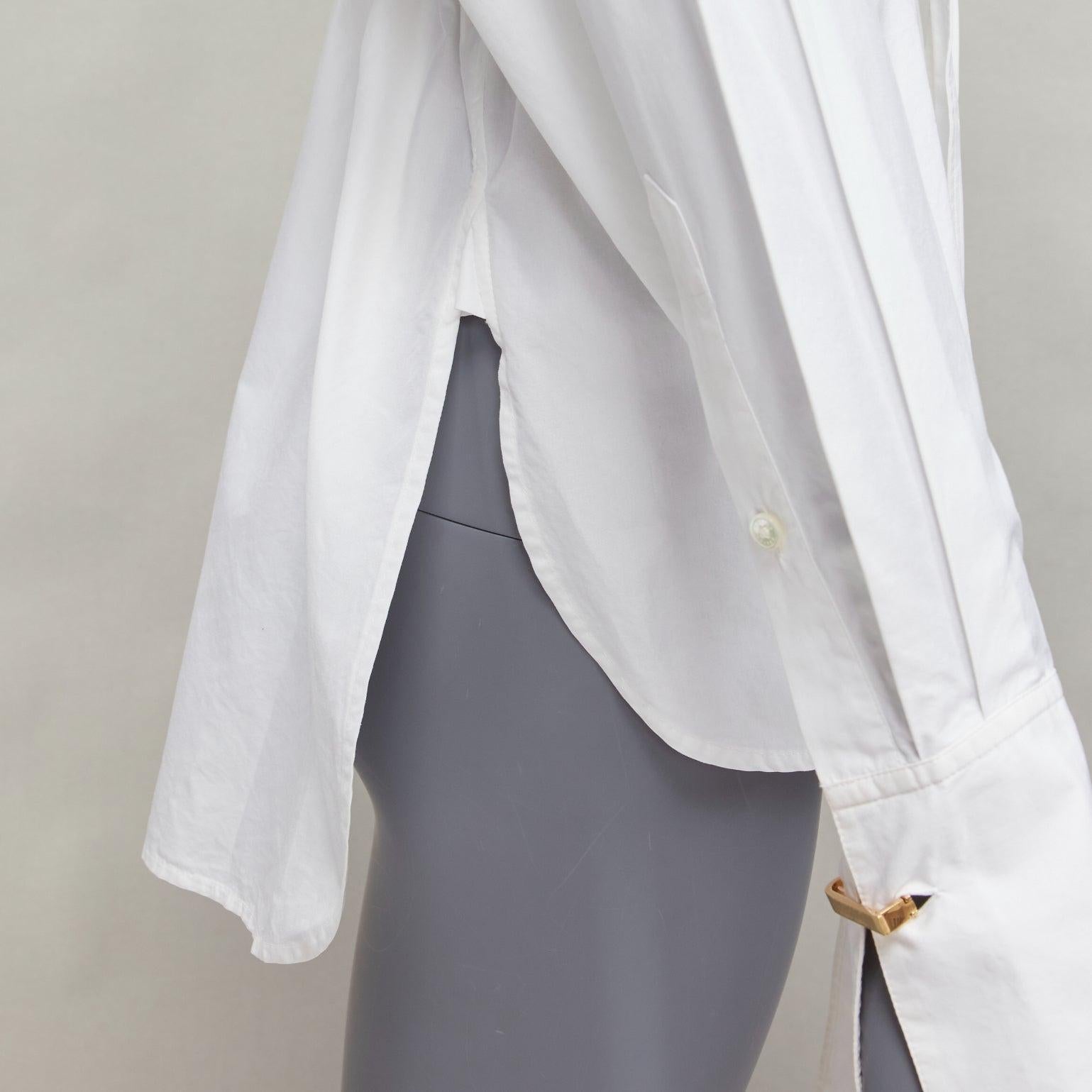 OLD CELINE Phoebe Philo Weißes minimales Hemd aus Baumwolle und Silber mit d-Ringgürtel FR36 S im Angebot 5