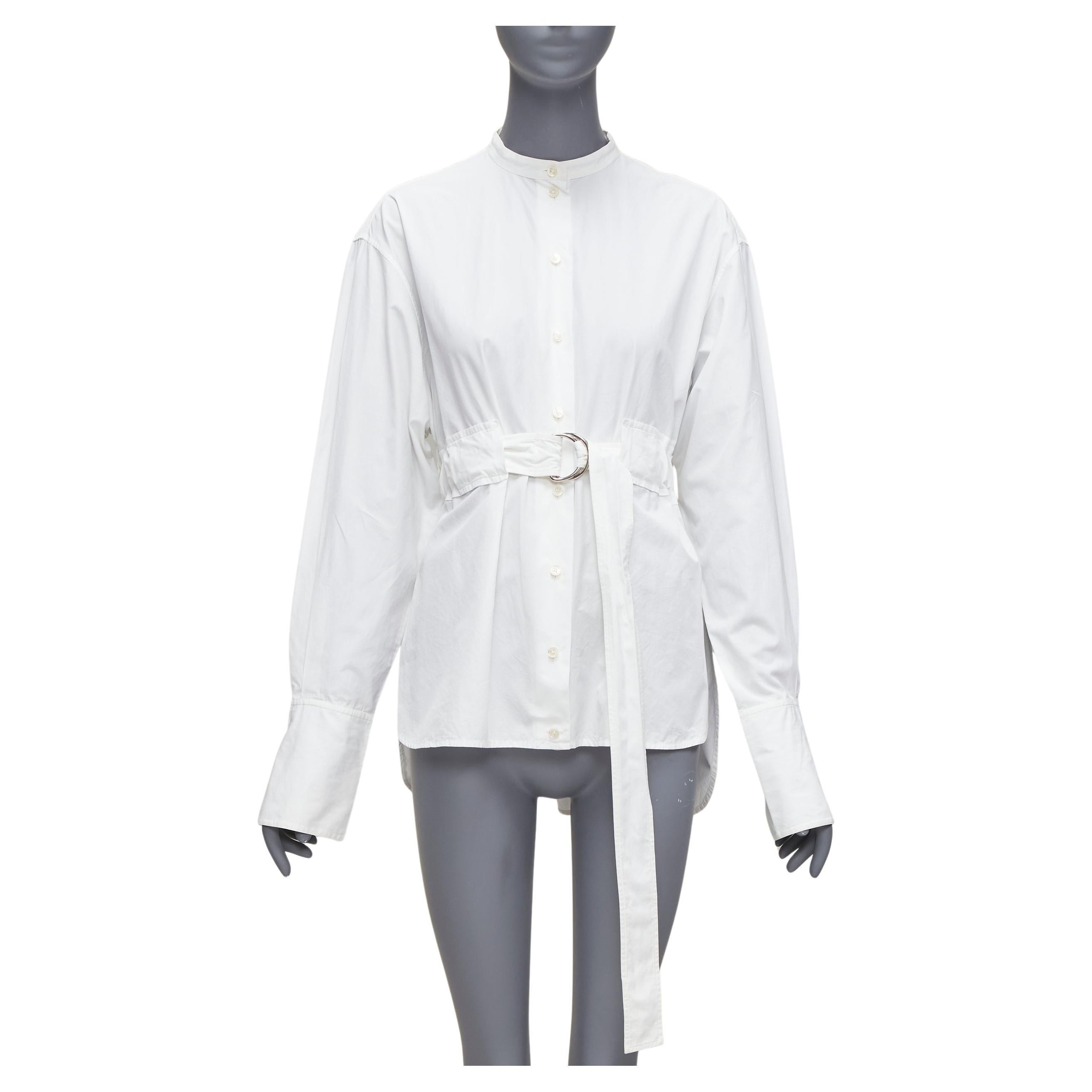 OLD Celine Phoebe Philo White cotton silver d ring belt minimal shirt FR36 S en vente