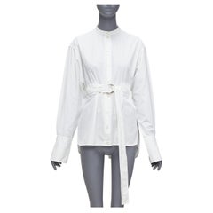 OLD CELINE Phoebe Philo white cotton silver d ring belt minimal shirt FR36 S