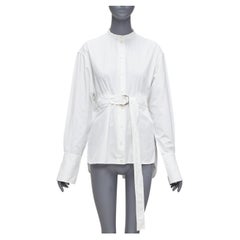 VECCHIA Celine Phoebe Philo, camicia minimal in cotone bianco e argento con cintura D.S. A. S36