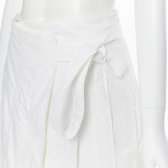 OLD CELINE Phoebe Philo Weißer Midirock aus Baumwollumwicklung mit selbster Krawatte XS