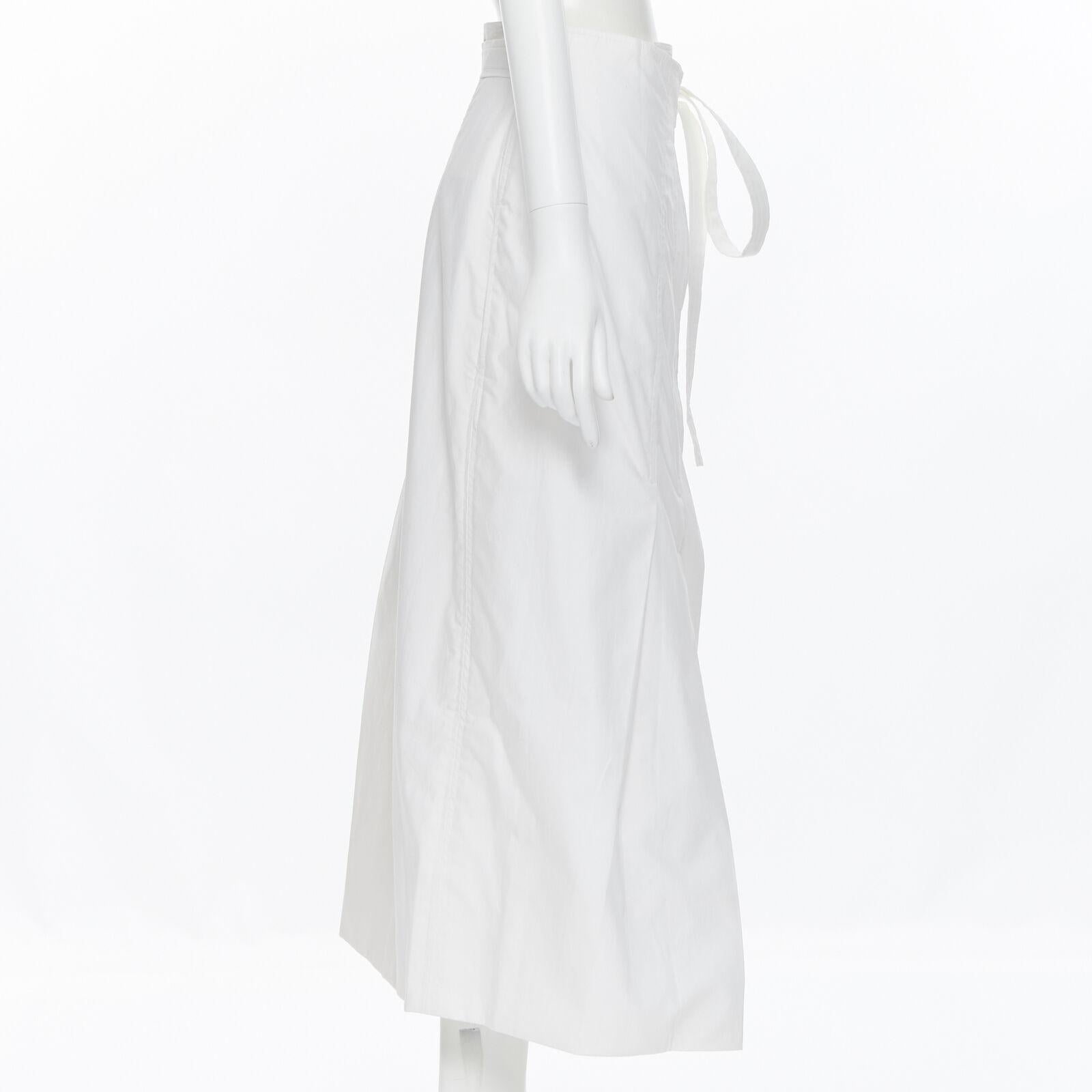 OLD CELINE Phoebe Philo white cotton wrap self tie darted midi skirt XS 1