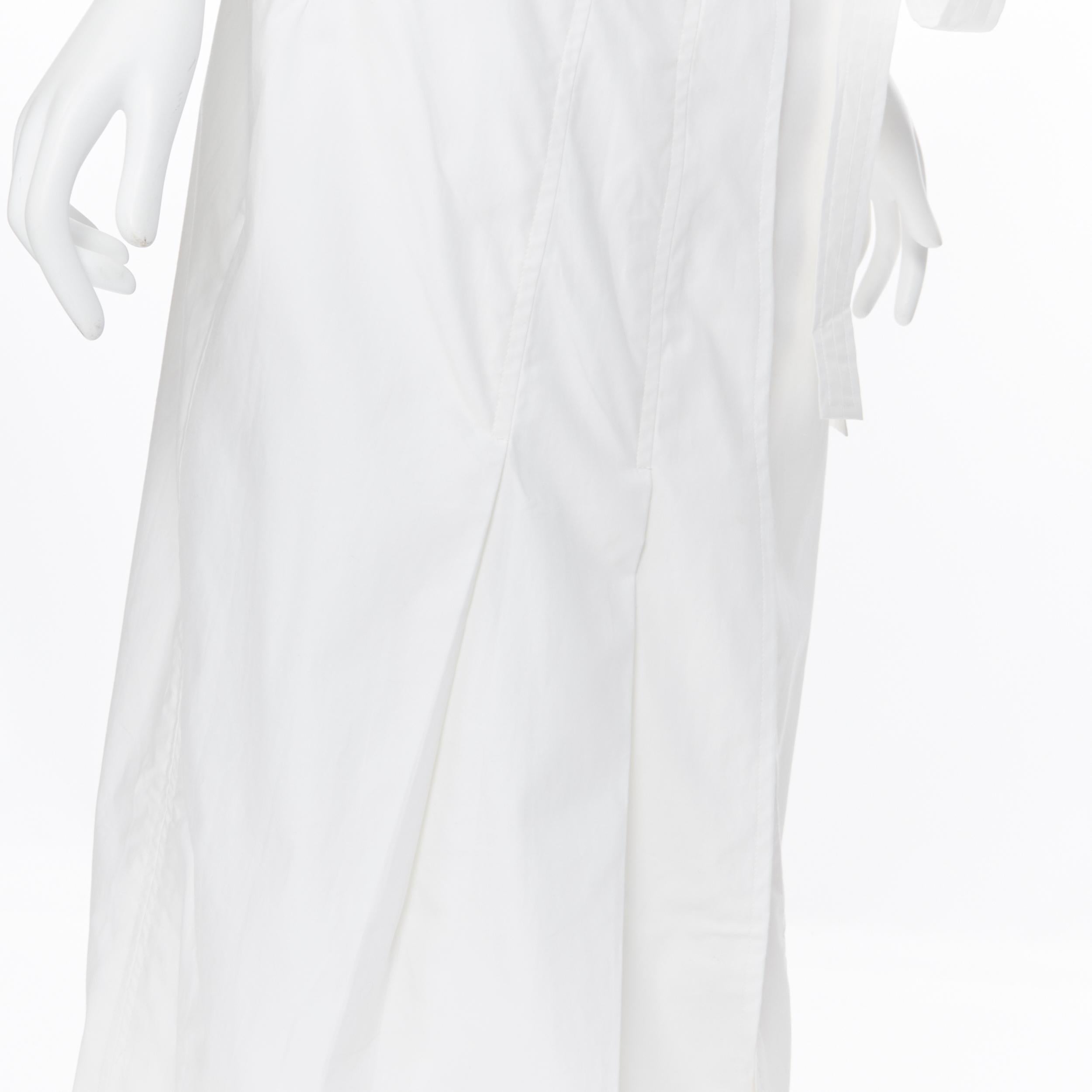 Women's OLD CELINE PHOEBE PHILO white cotton wrap self tie darted midi skirt XS