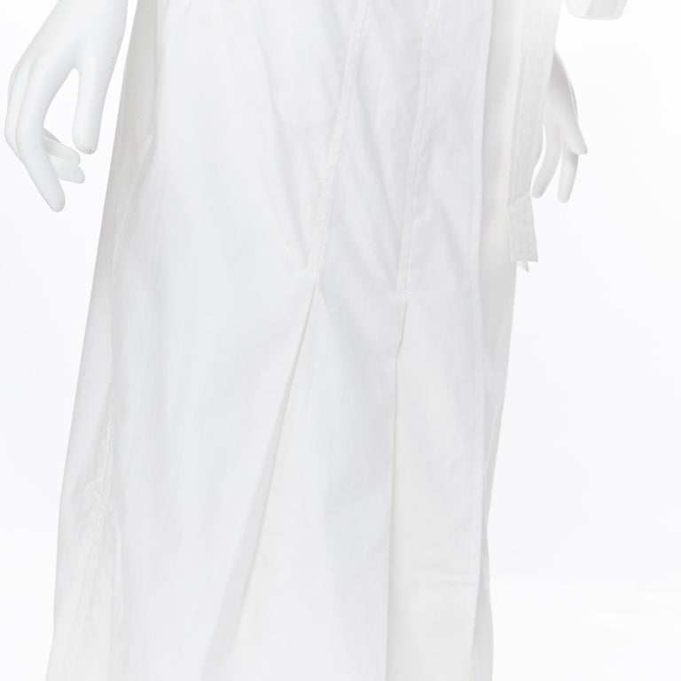 OLD CELINE PHOEBE PHILO white cotton wrap self tie darted midi skirt XS For Sale 3