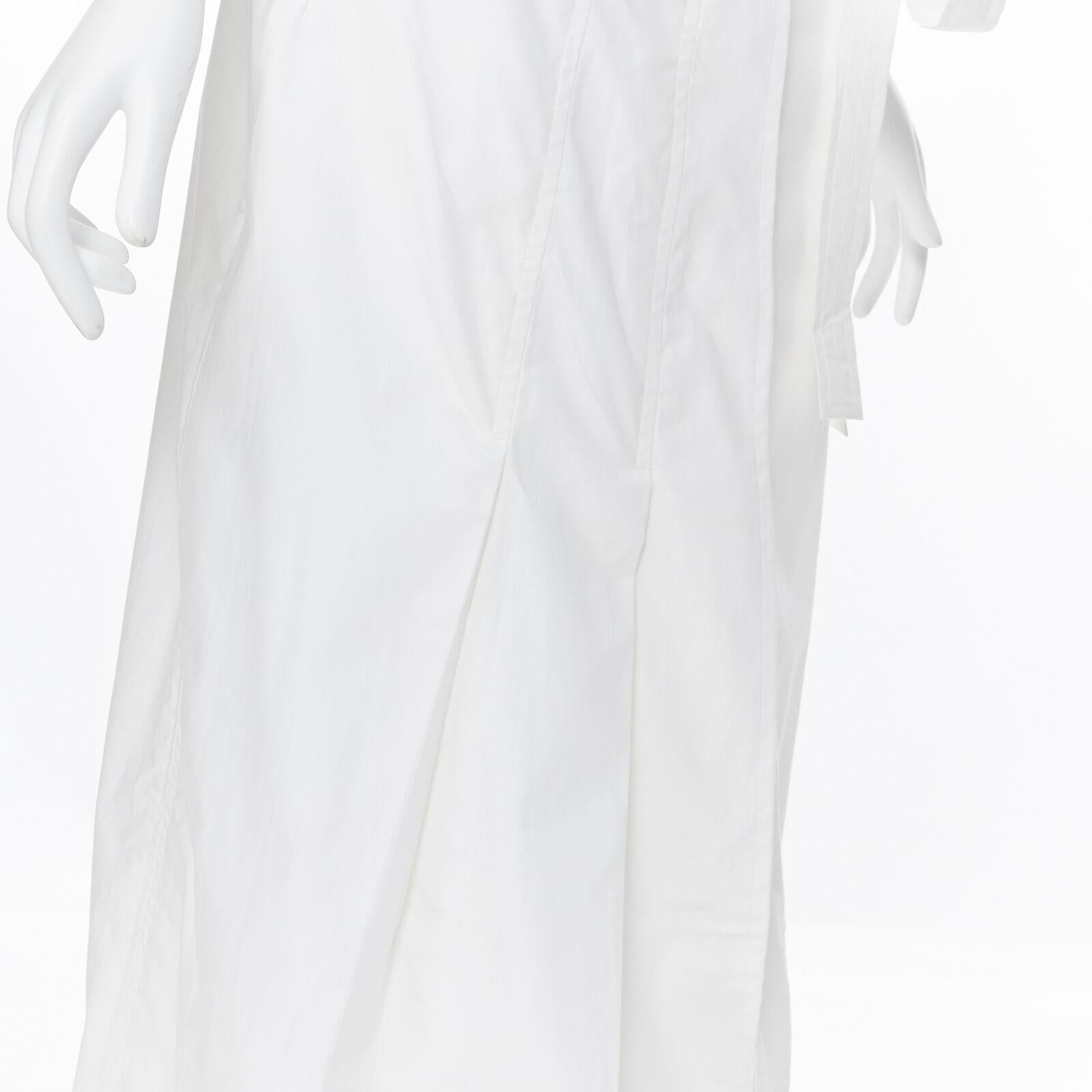 OLD CELINE Phoebe Philo white cotton wrap self tie darted midi skirt XS 4