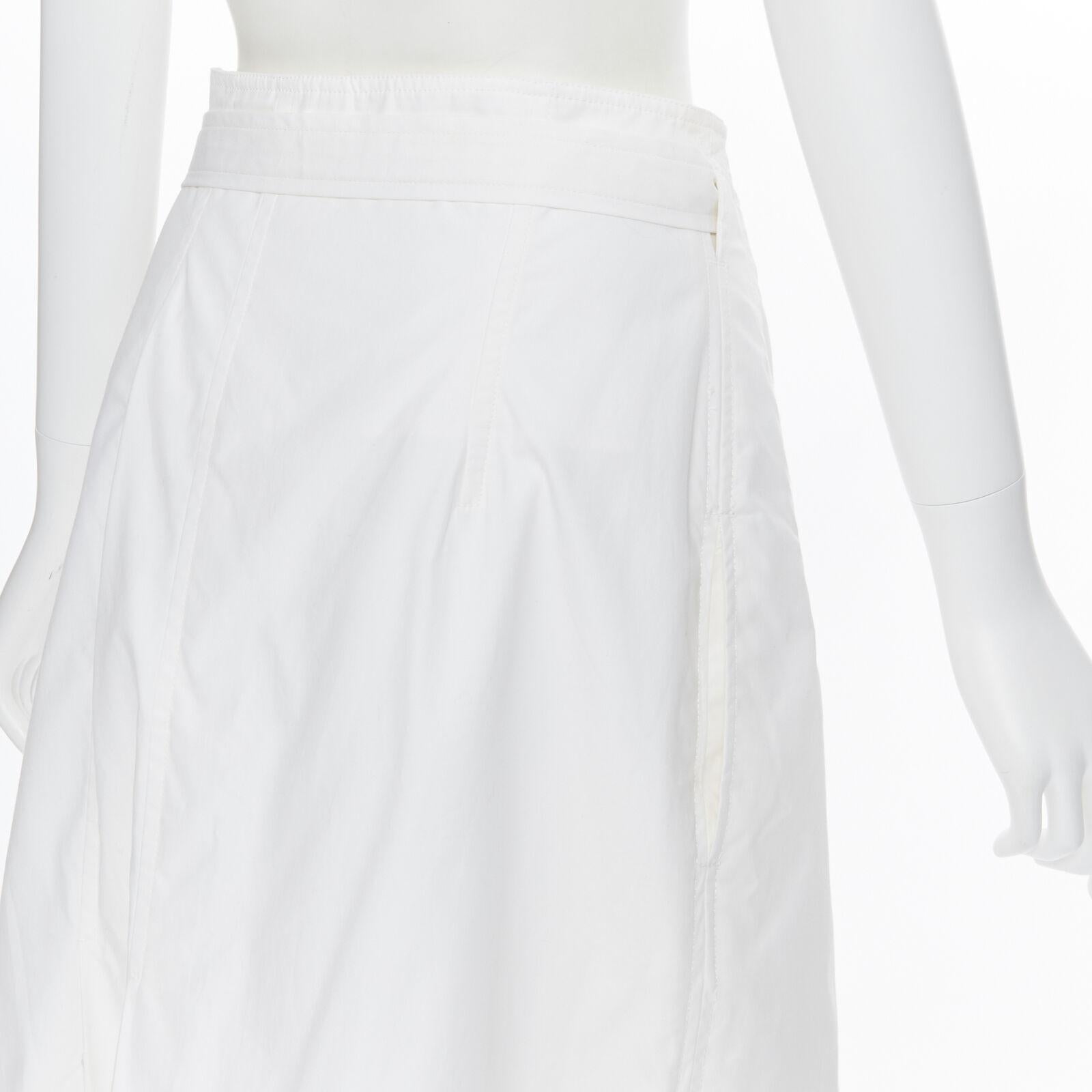 OLD CELINE Phoebe Philo white cotton wrap self tie darted midi skirt XS 5