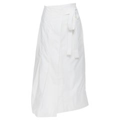 OLD CELINE PHOEBE PHILO white cotton wrap self tie darted midi skirt XS