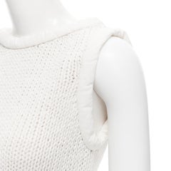 OLD CELINE Phoebe Philo white hand knit padded trim tunic vest XS