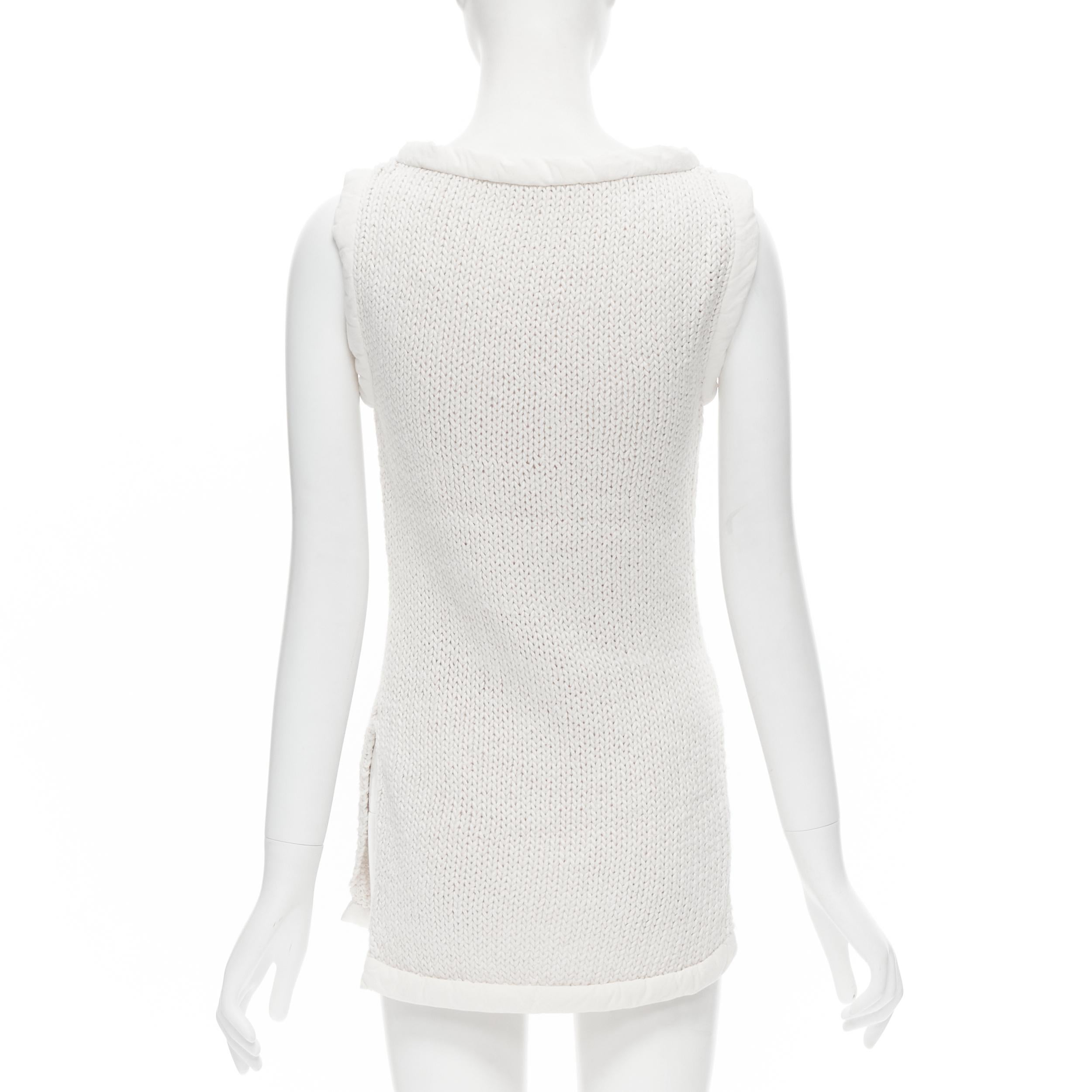 Women's OLD CELINE Phoebe Philo white hand knit padded trim tunic vest XS For Sale