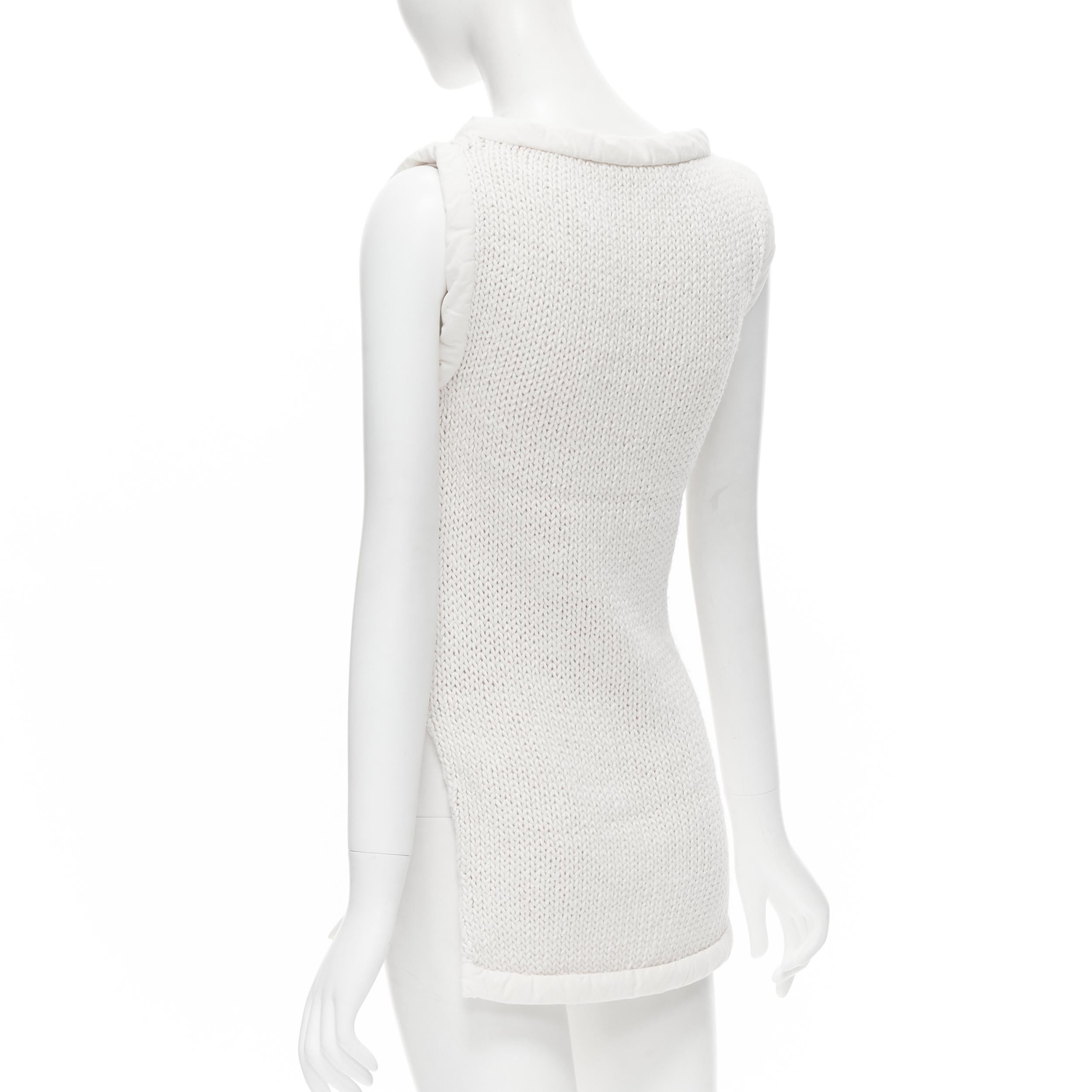 OLD CELINE Phoebe Philo white hand knit padded trim tunic vest XS For Sale 1