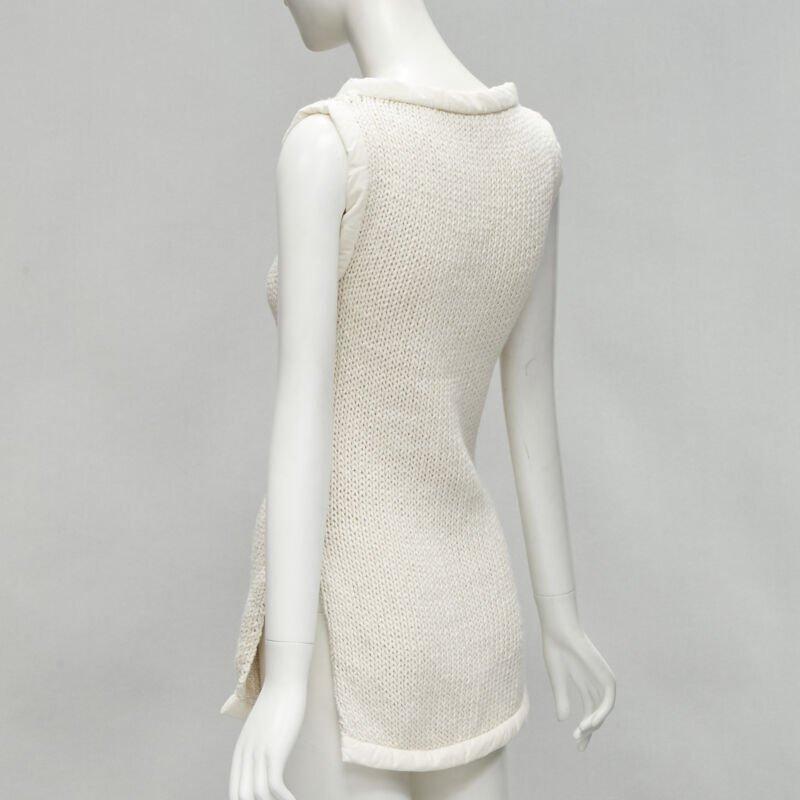 OLD CELINE Phoebe Philo white hand knit padded trim tunic vest XS 1