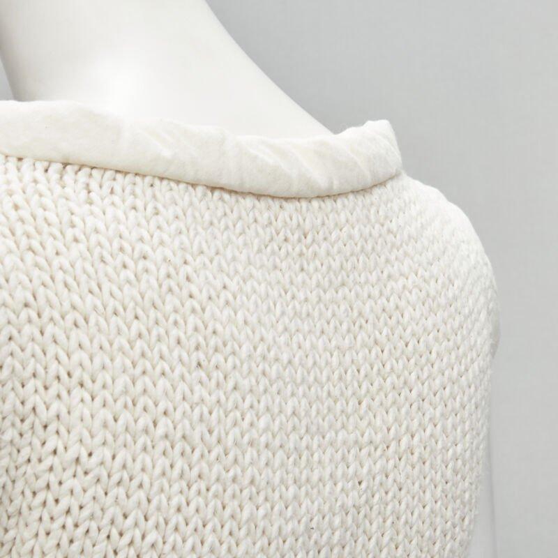 OLD CELINE Phoebe Philo white hand knit padded trim tunic vest XS 2