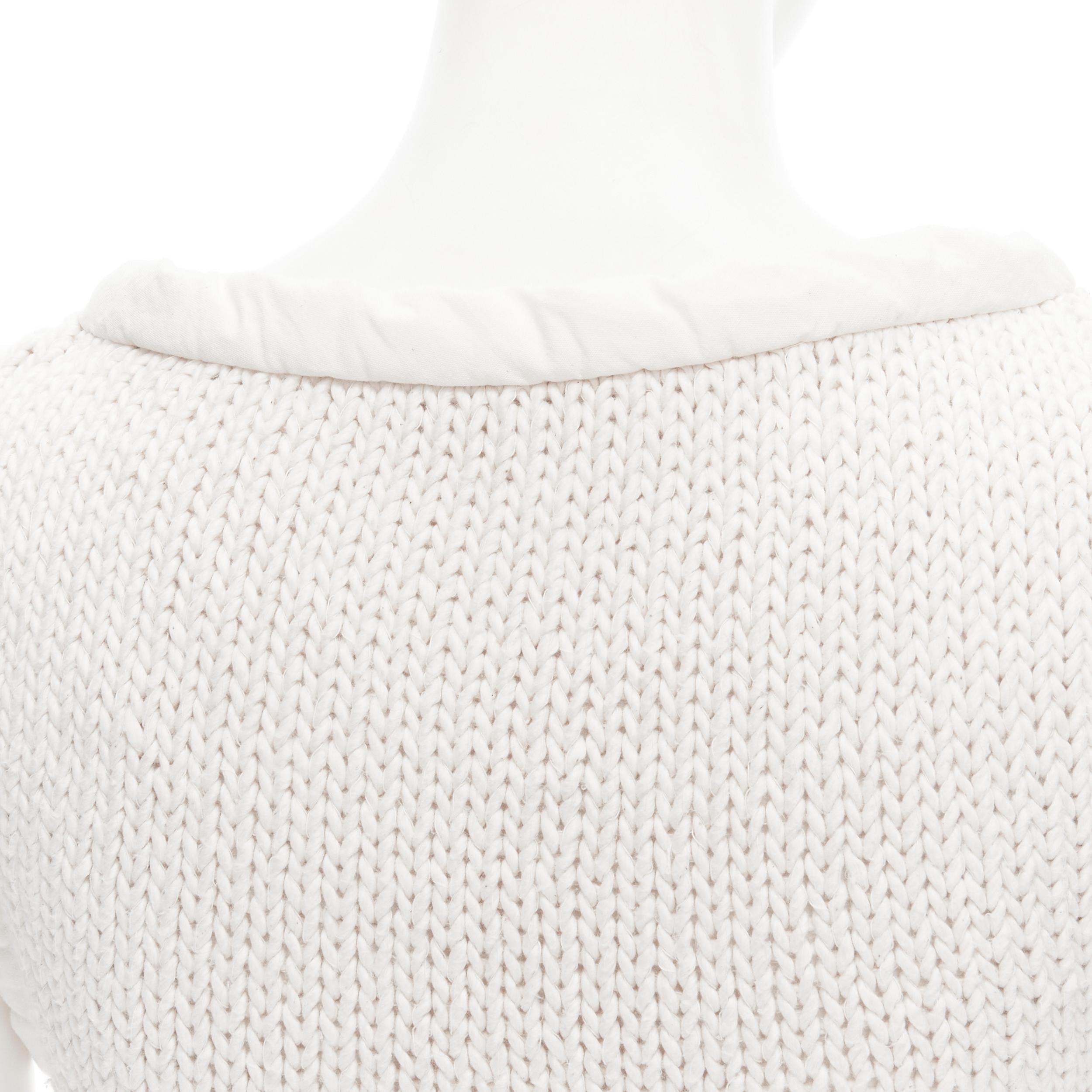 OLD CELINE Phoebe Philo white hand knit padded trim tunic vest XS For Sale 4