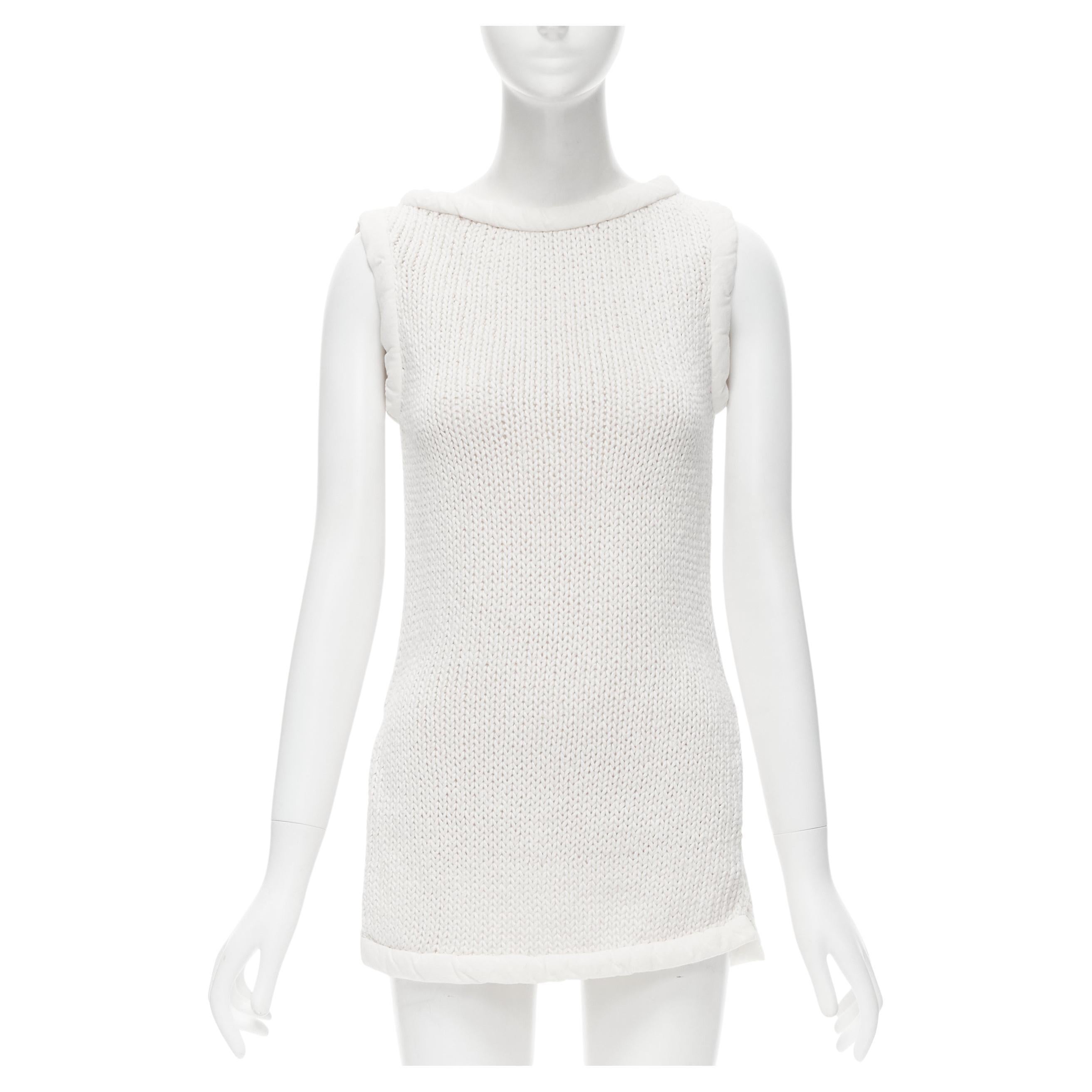 OLD CELINE Phoebe Philo white hand knit padded trim tunic vest XS For Sale