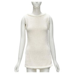 VECCHIO CELINE Phoebe Philo, gilet tunica in maglia bianca imbottita XS