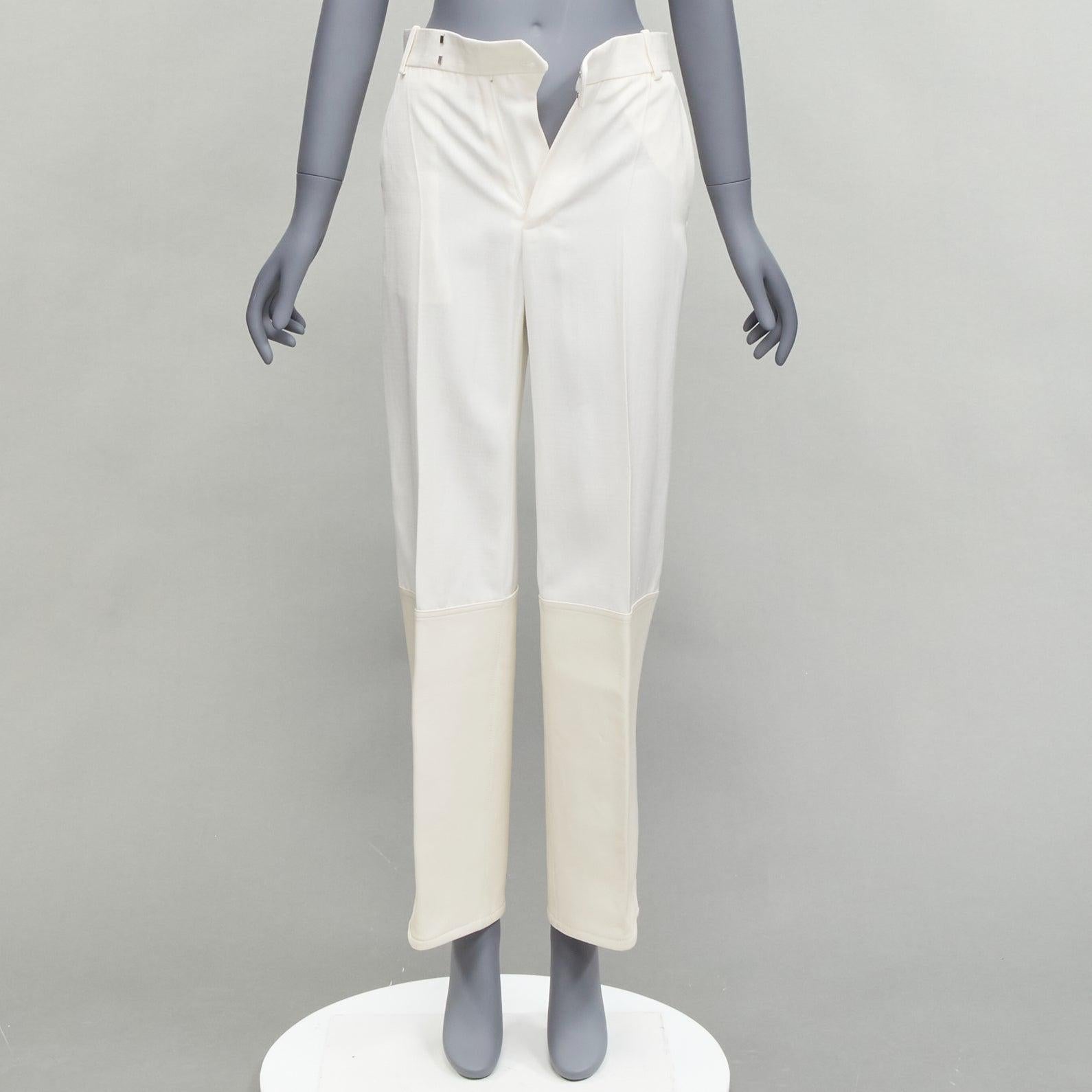 OLD CELINE Phoebe Philo white leather hem minimal straight leg pants FR36 S For Sale 5