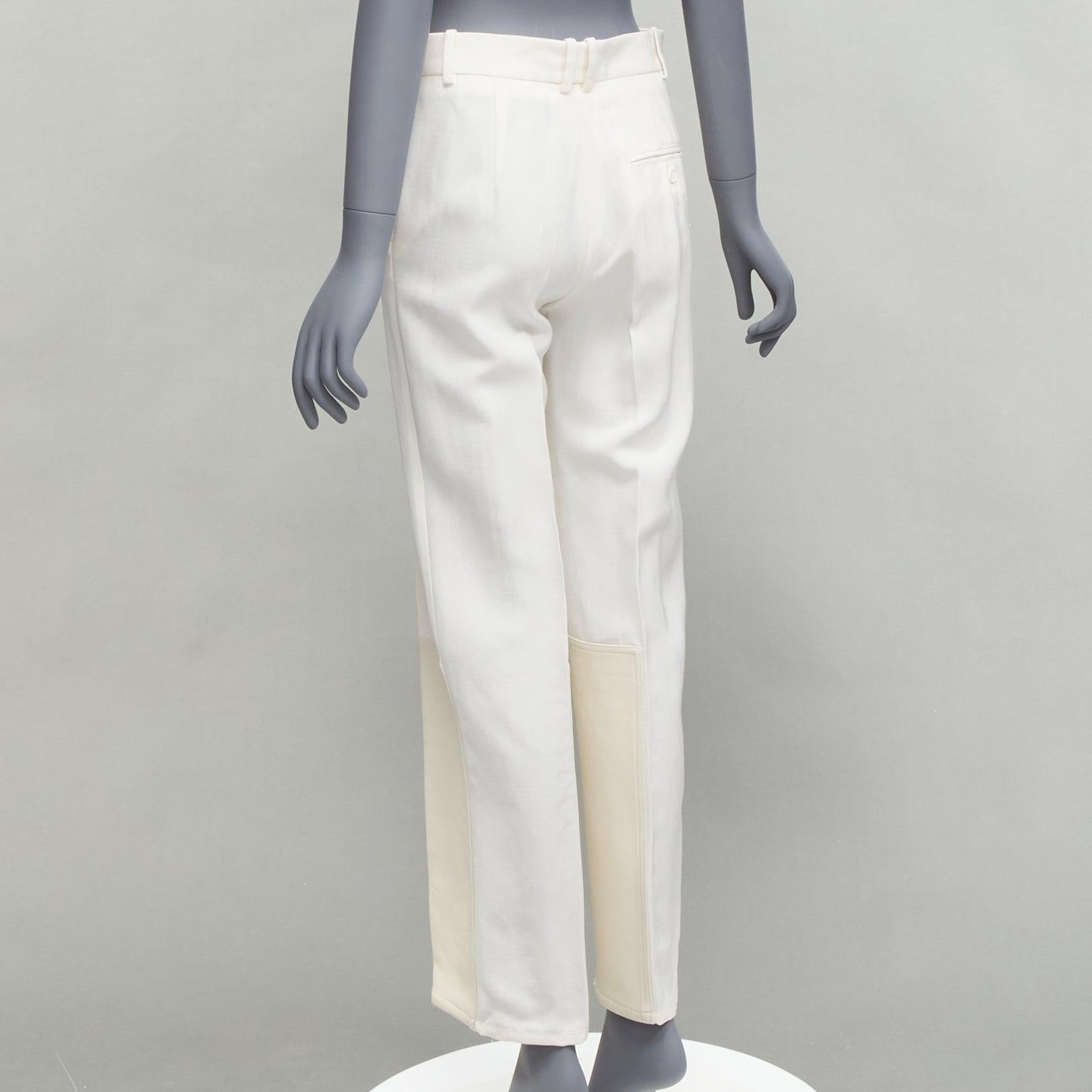 OLD CELINE Phoebe Philo white leather hem minimal straight leg pants FR36 S For Sale 1