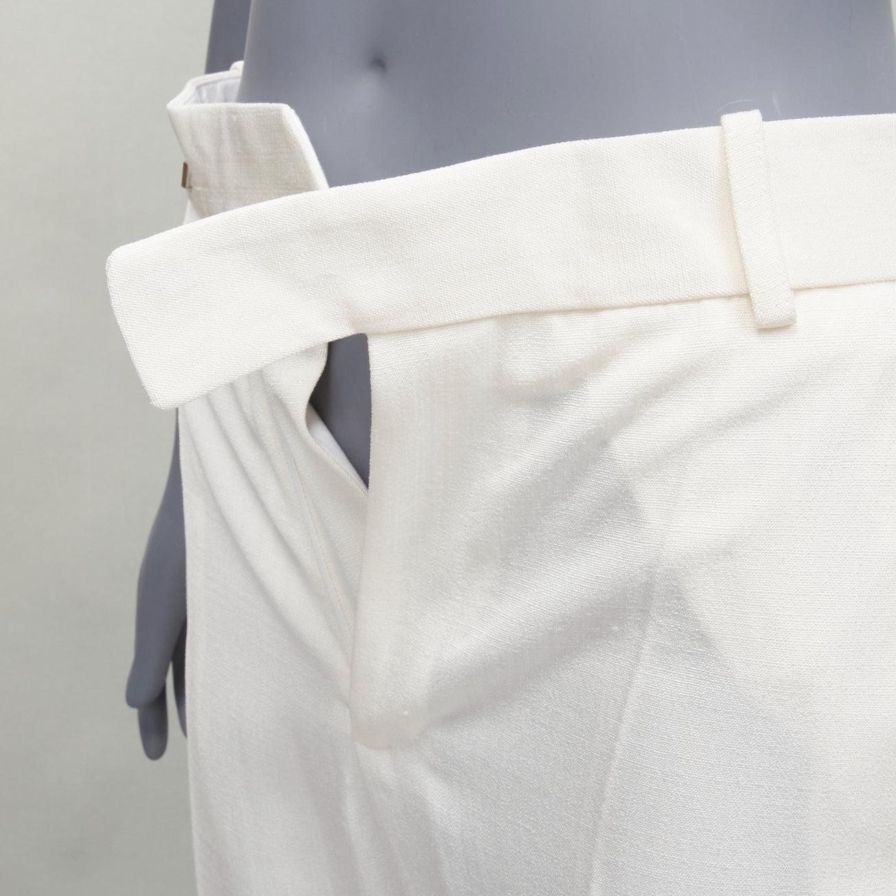 OLD CELINE Phoebe Philo white leather hem minimal straight leg pants FR36 S For Sale 3