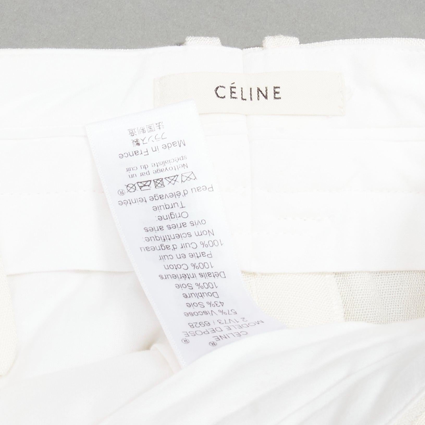 OLD CELINE Phoebe Philo white leather hem minimal straight leg pants FR36 S For Sale 4