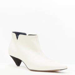 OLD CELINE Phoebe Philo white soft leather suede cone heel ankle bootie EU38