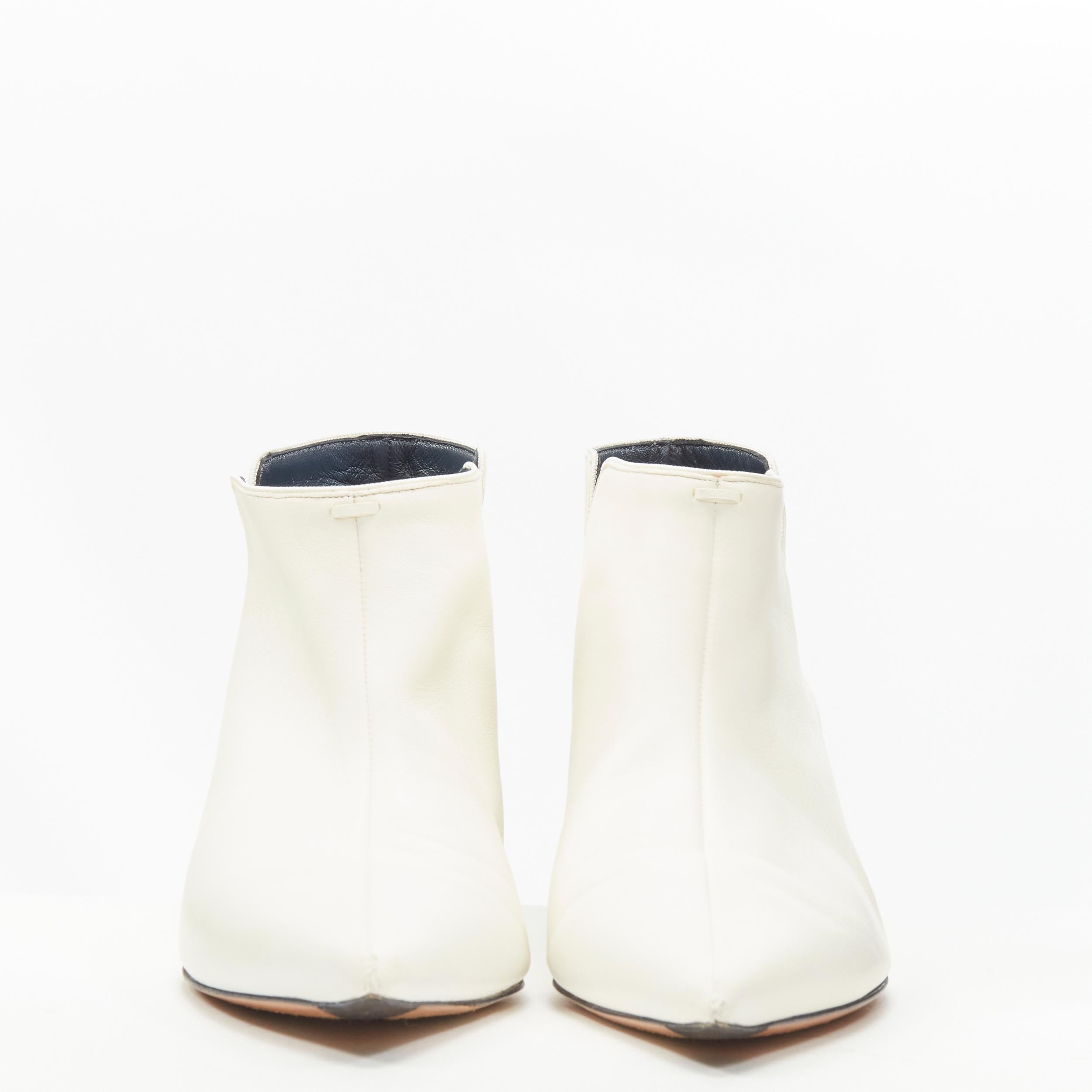 White OLD CELINE Phoebe Philo white soft leather suede cone heel ankle bootie EU38