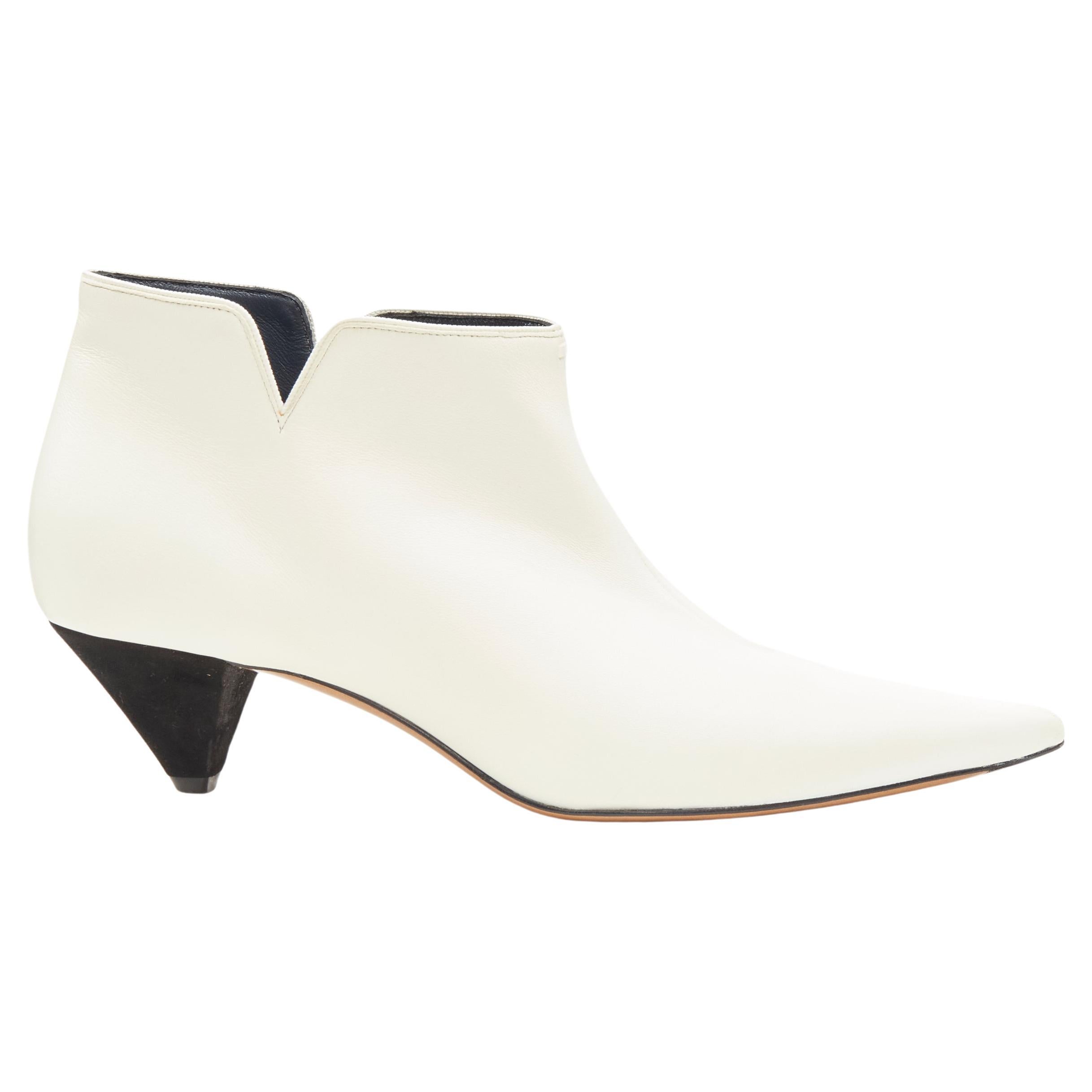 OLD CELINE Phoebe Philo white soft leather suede cone heel ankle bootie EU38