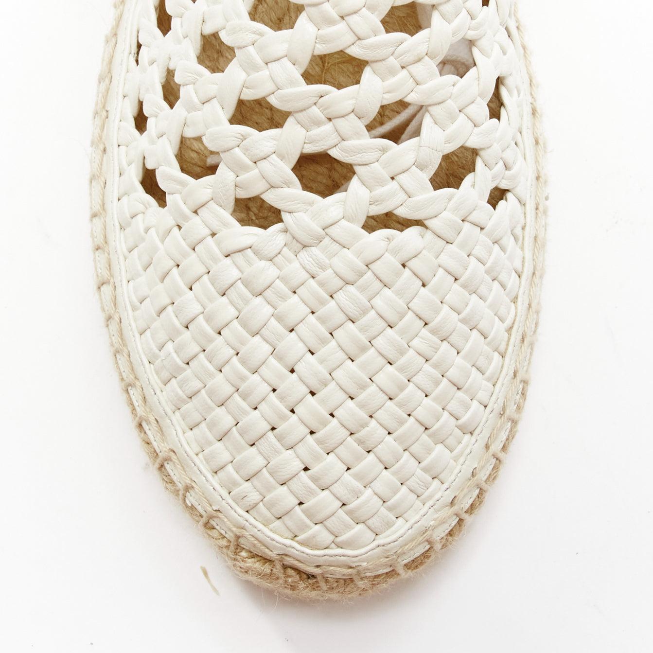 OLD CELINE Phoebe Philo white woven basket leather espadrille ankle boots EU38 For Sale 1