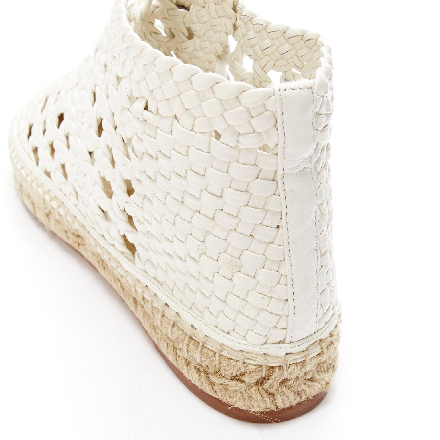 OLD CELINE Phoebe Philo white woven basket leather espadrille ankle boots EU38 For Sale 3