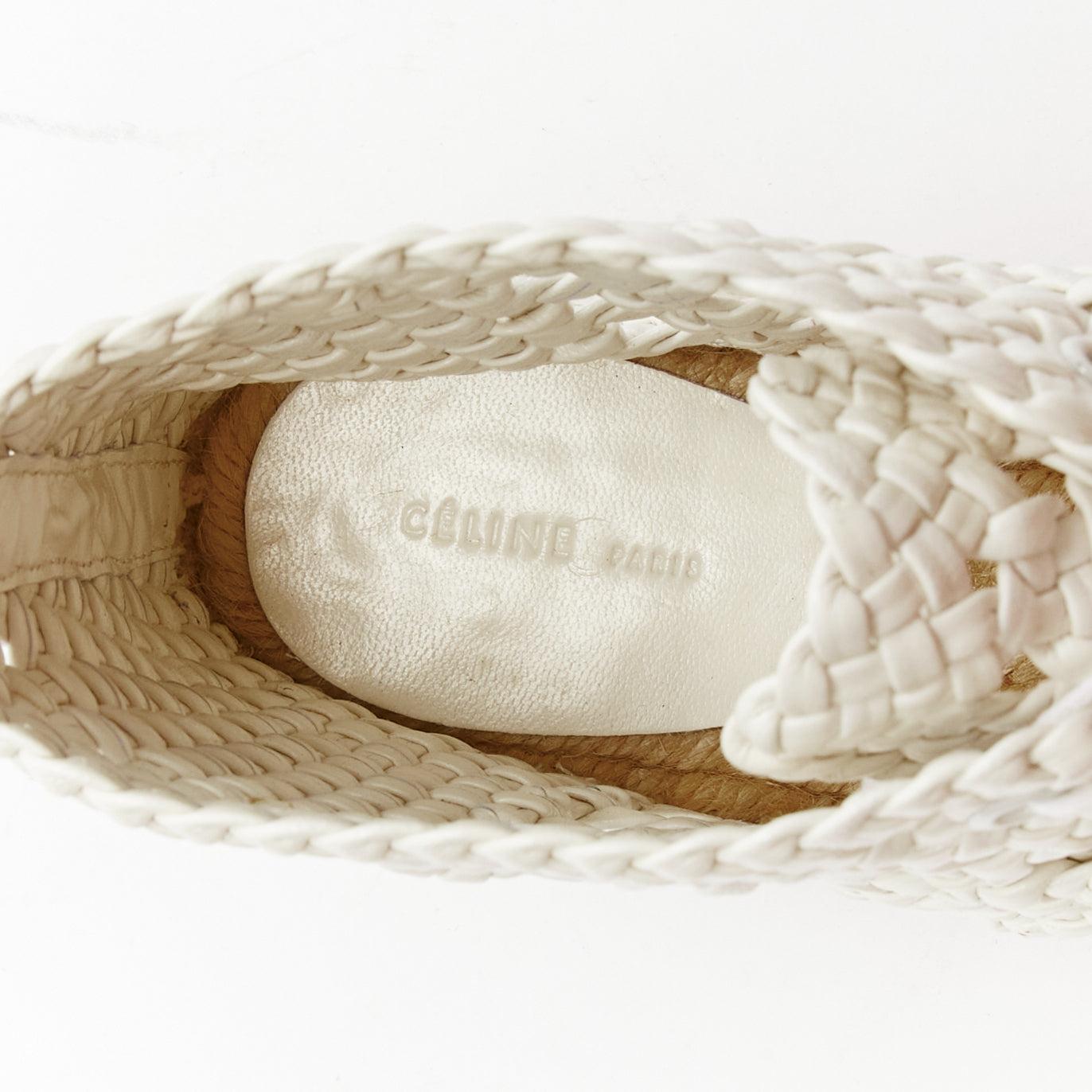 OLD CELINE Phoebe Philo white woven basket leather espadrille ankle boots EU38 4