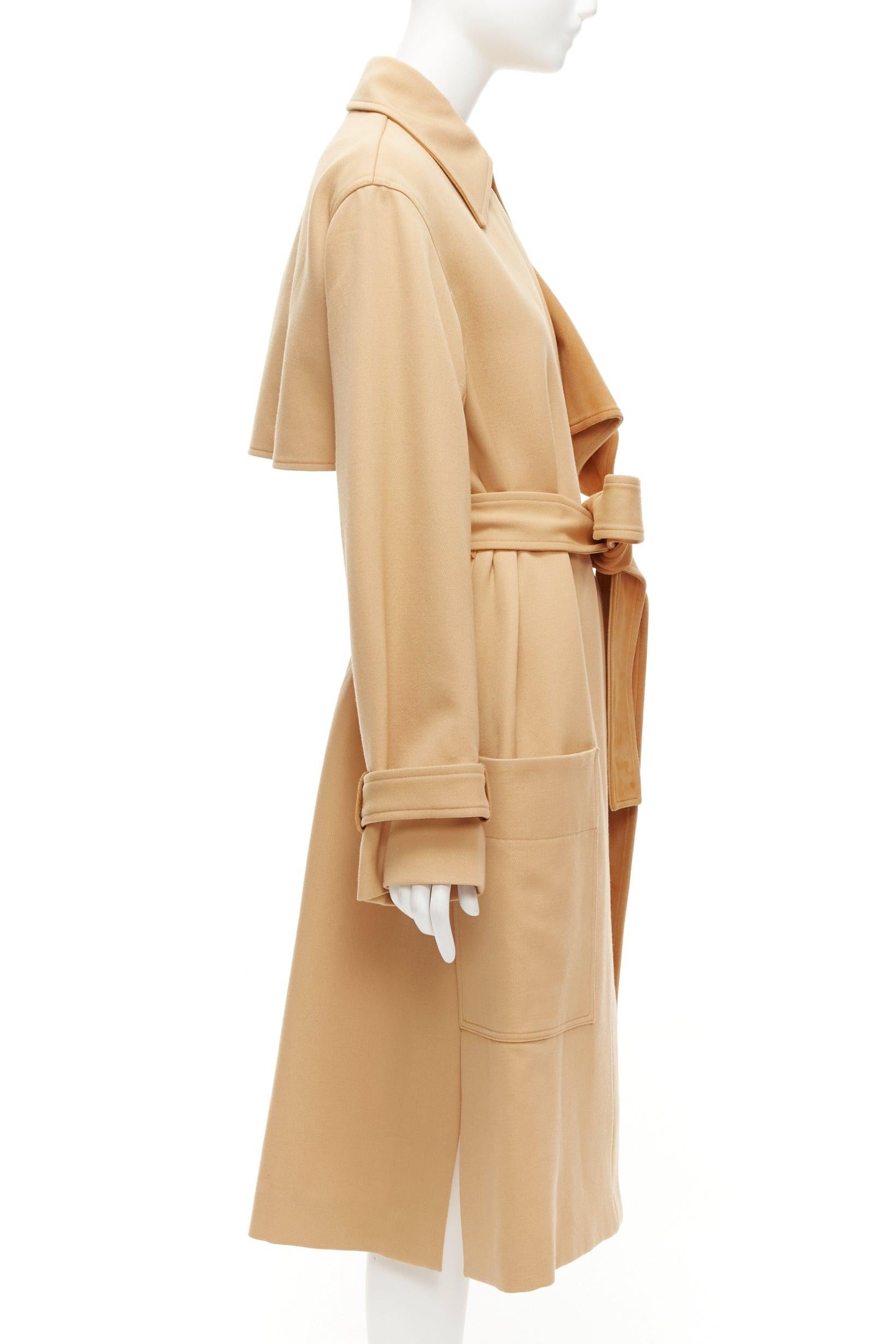 OLD CELINE Phoebe Philo wool goat leather trimmed deconstructed trench coat FR38 For Sale 1