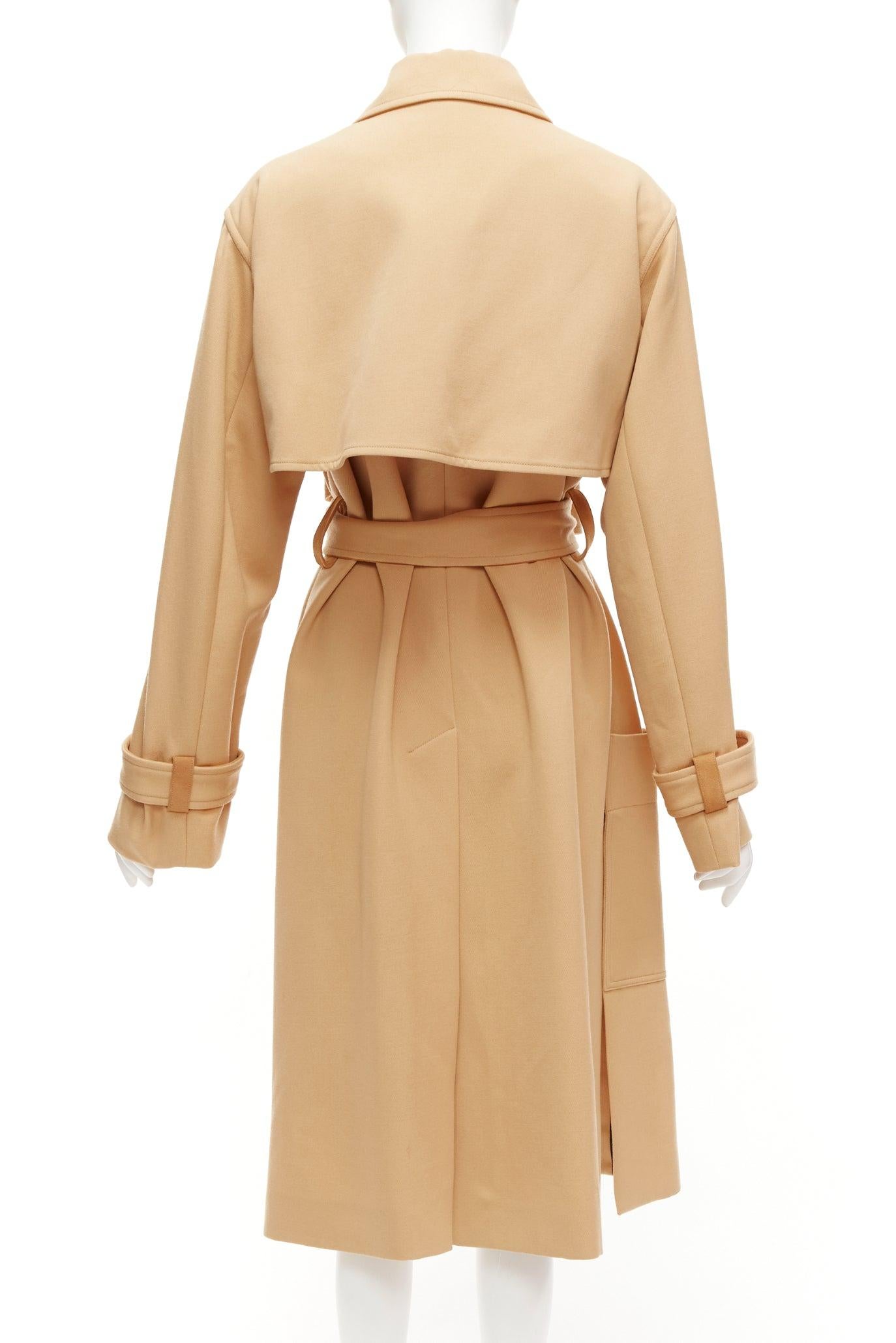OLD CELINE Phoebe Philo wool goat leather trimmed deconstructed trench coat FR38 For Sale 2