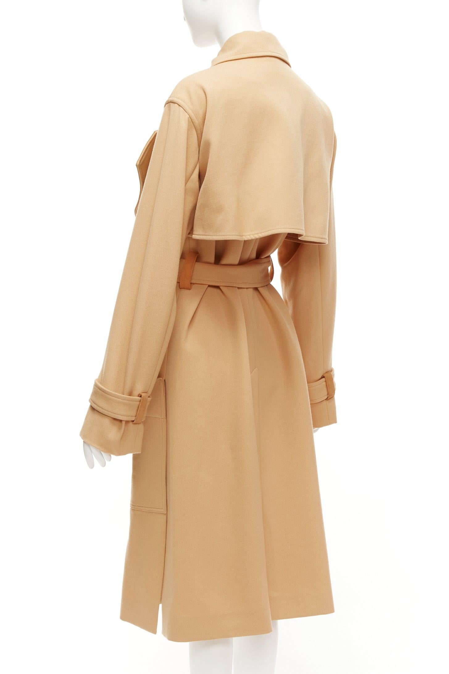 OLD CELINE Phoebe Philo wool goat leather trimmed deconstructed trench coat FR38 For Sale 3