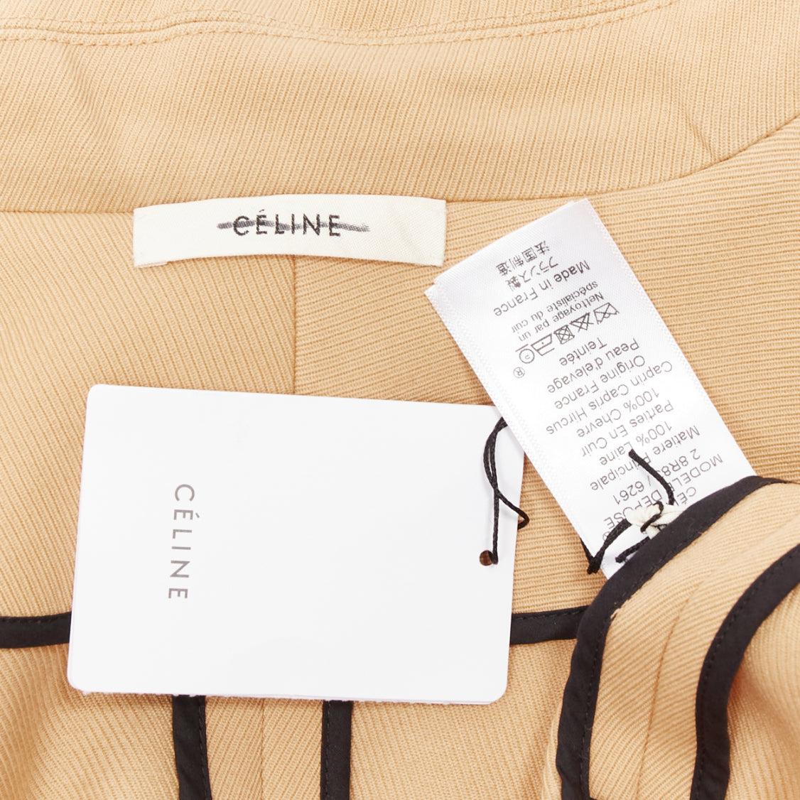 OLD Celine - Phoebe Philo - Trench déconstruit en laine et cuir de chèvre FR38 en vente 4