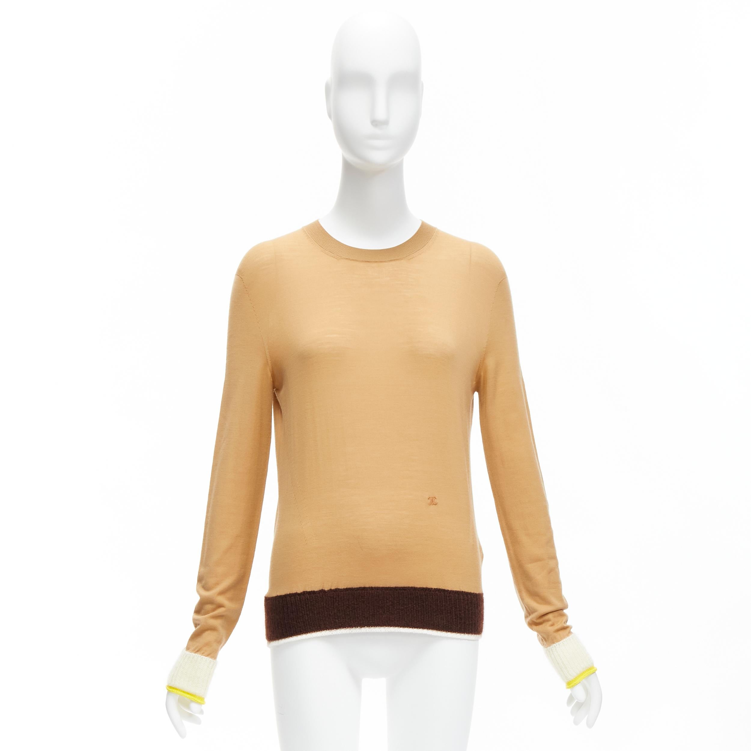 OLD CELINE Phoebe Philo wool mohair blend Triomphe logo contrast cuff sweater  For Sale 5