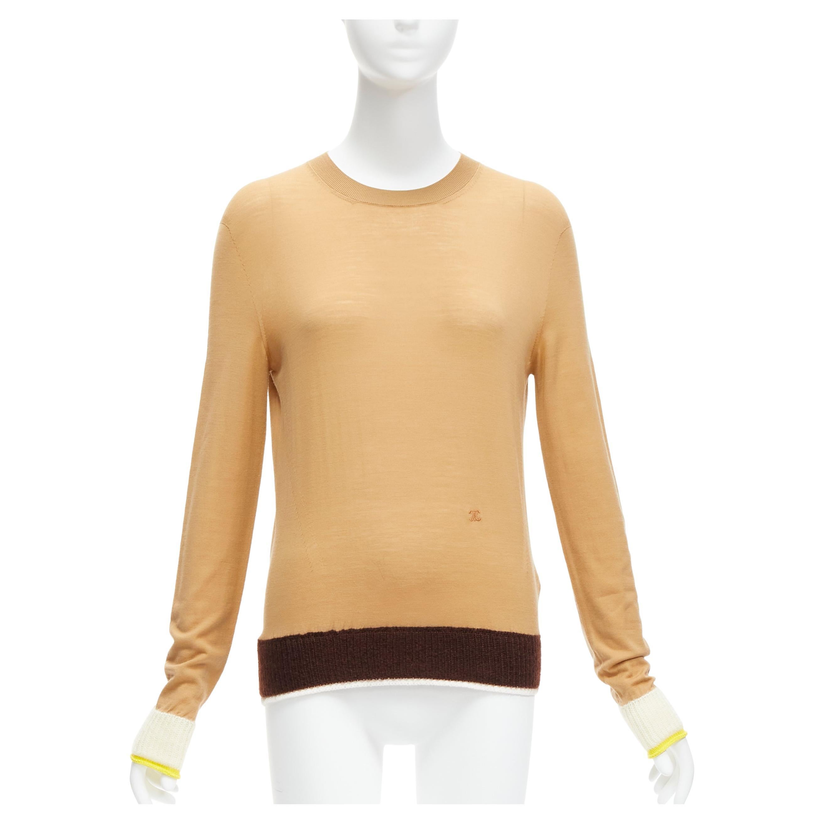 OLD CELINE Phoebe Philo wool mohair blend Triomphe logo contrast cuff sweater  For Sale