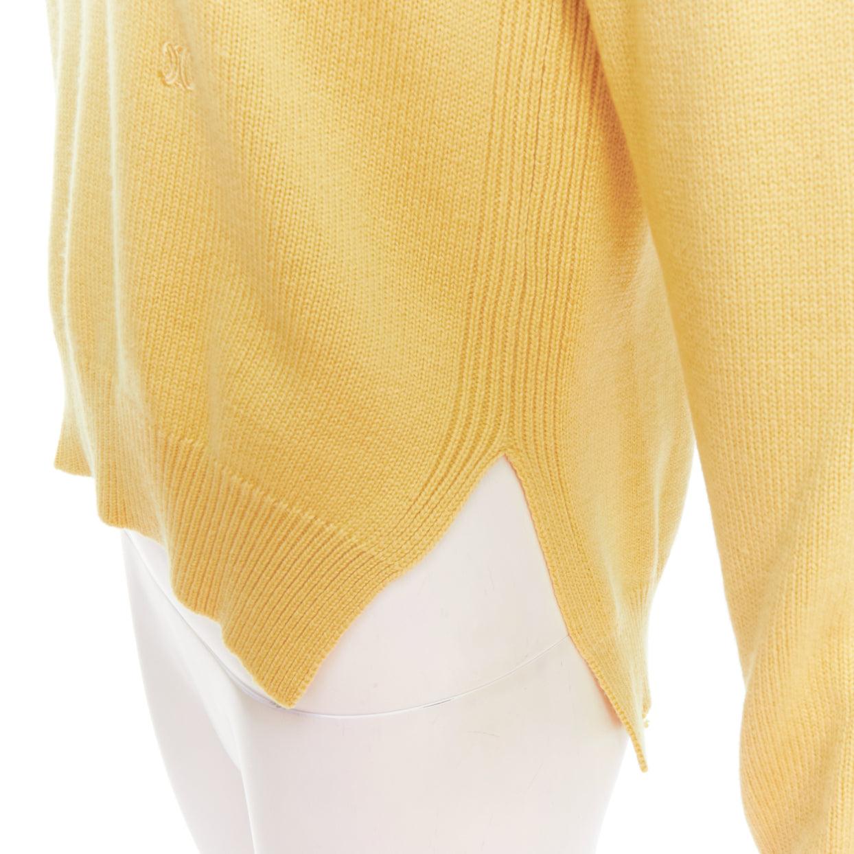 Yellow OLD CELINE Phoebe Philo yellow cashmere anagram logo sweater S For Sale