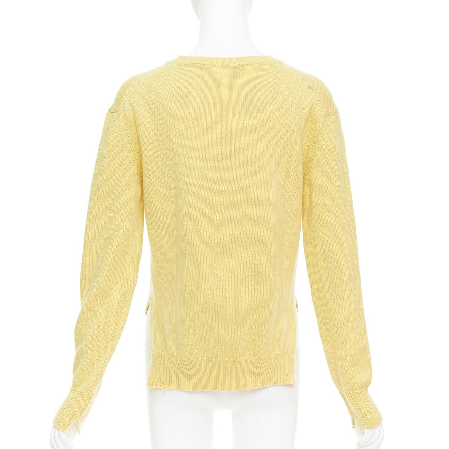 Women's OLD CELINE Phoebe Philo yellow cashmere anagram logo sweater S For Sale