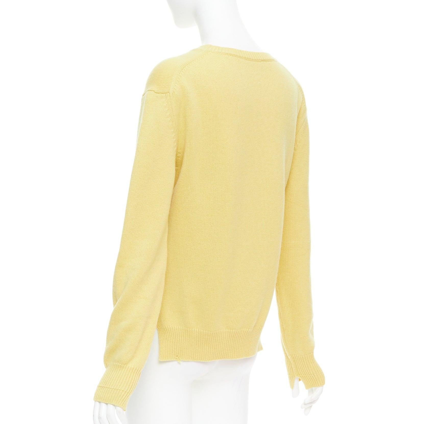 OLD CELINE Phoebe Philo yellow cashmere anagram logo sweater S For Sale 1