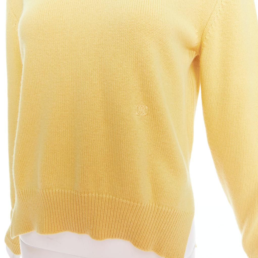 OLD CELINE Phoebe Philo yellow cashmere anagram logo sweater S For Sale 2