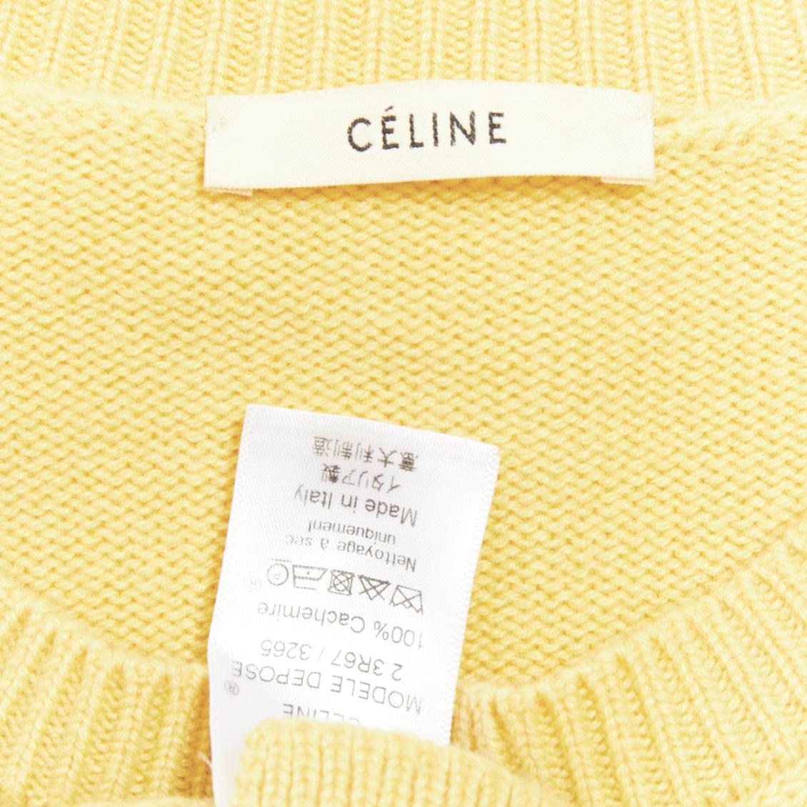 OLD CELINE Phoebe Philo yellow cashmere anagram logo sweater S For Sale 3
