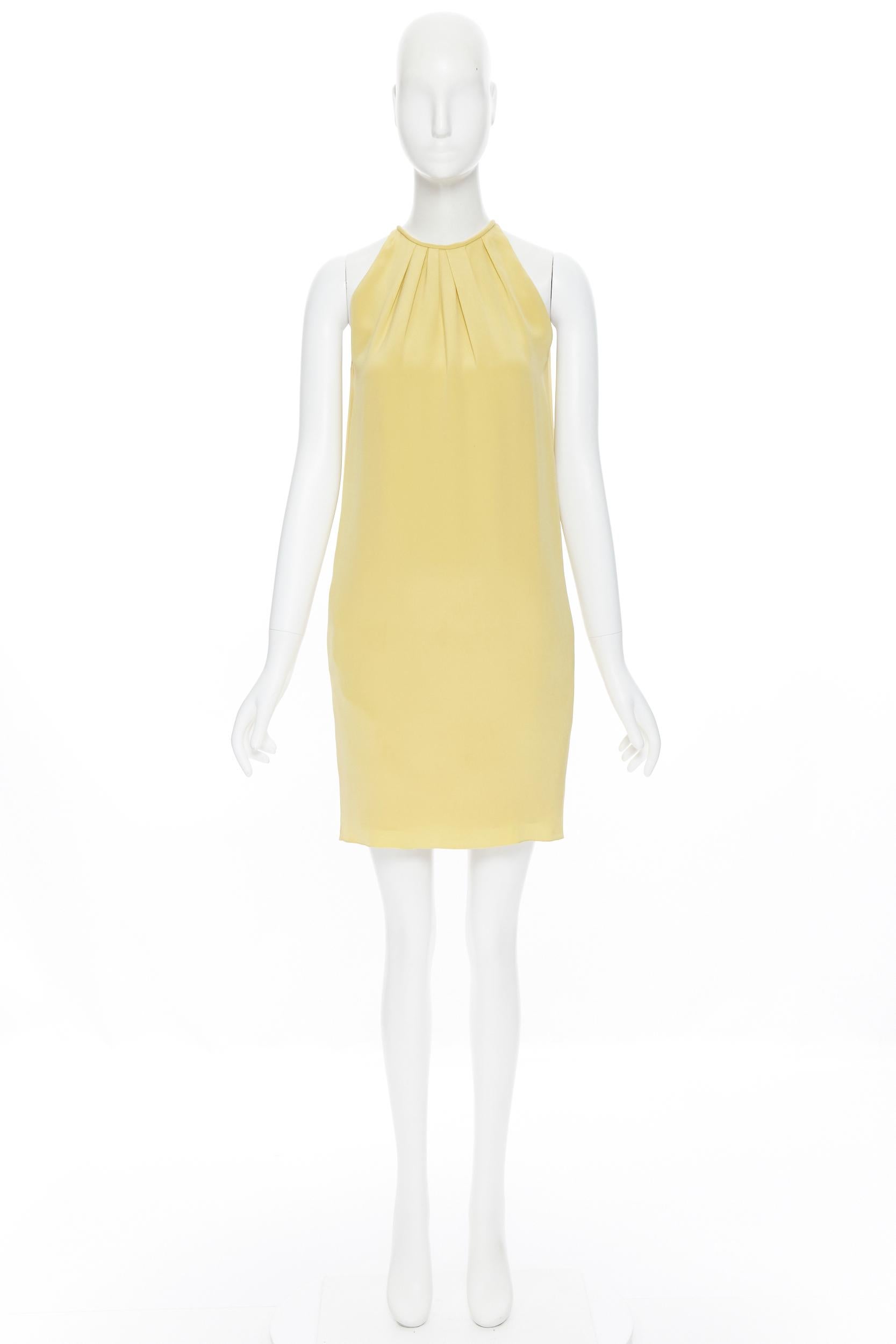 yellow silk halter dress