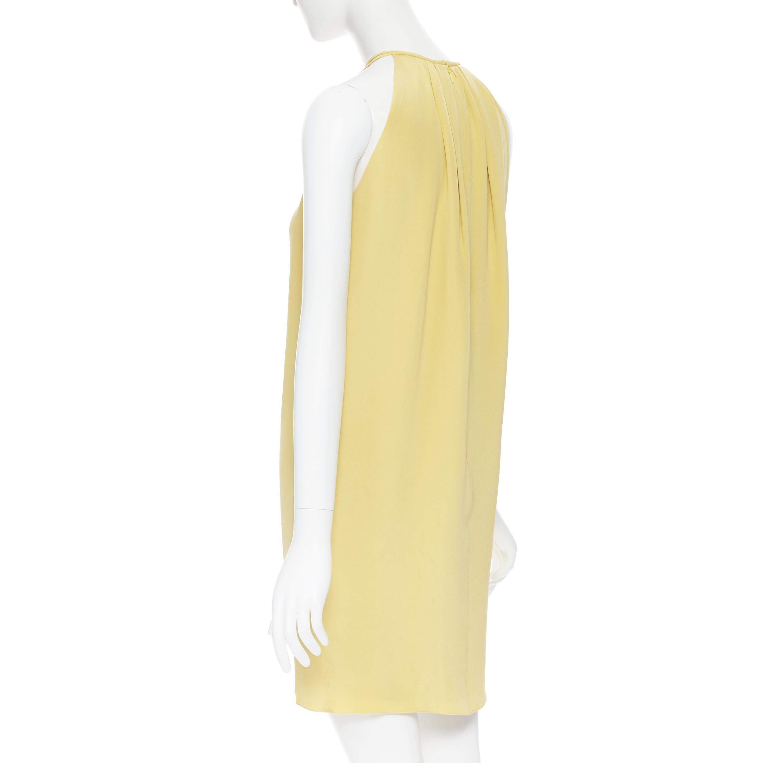 OLD CELINE PHOEBE PHILO yellow silk pleated halter neck mini dress FR34 XS In Excellent Condition In Hong Kong, NT