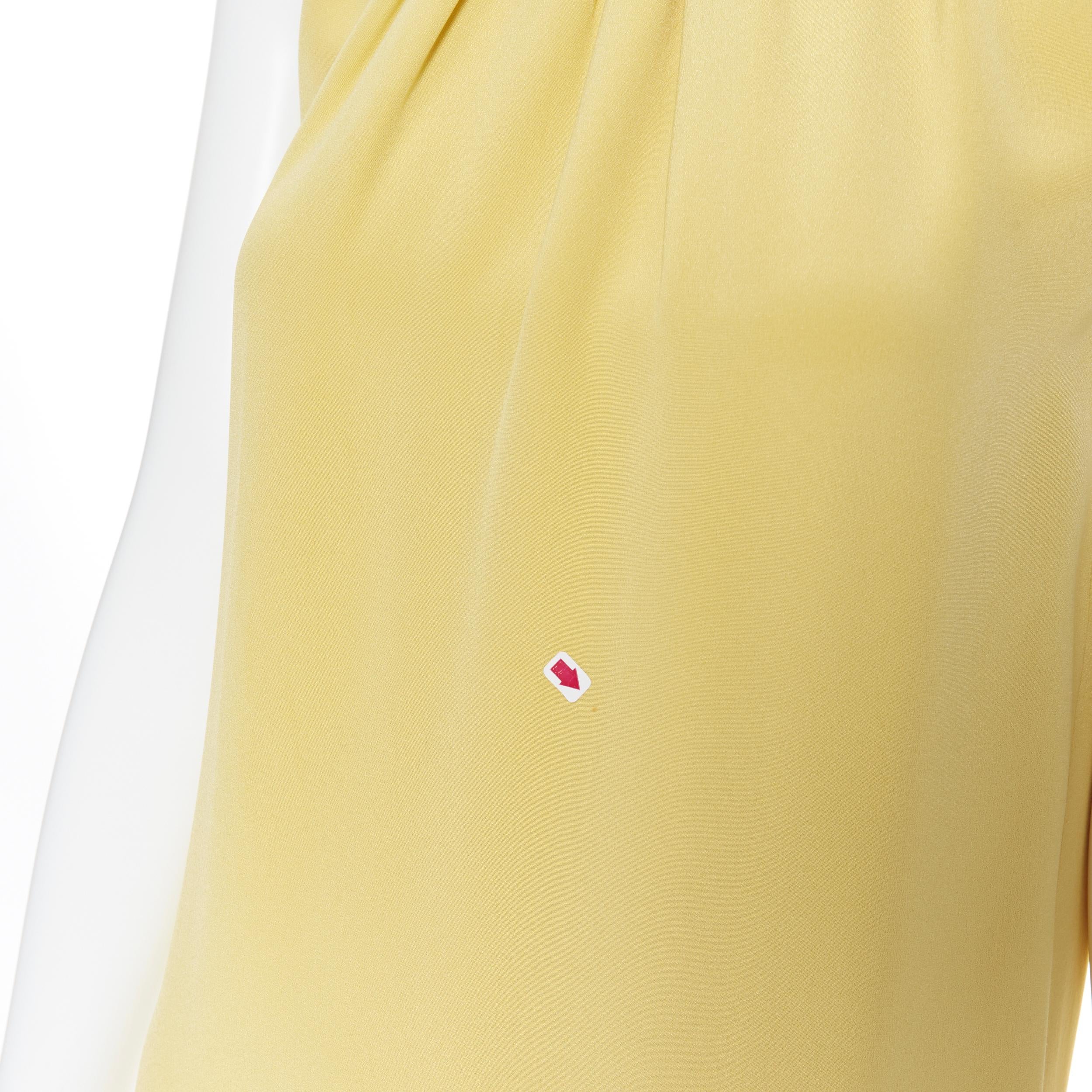 OLD CELINE PHOEBE PHILO mini vestido plisado de seda amarilla con cuello halter FR34 XS 4