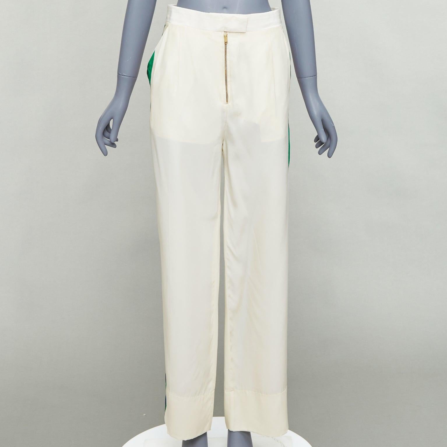 OLD CELINE Phoebe rainbow side trim silk high waist wide leg pants FR34 XS
Reference: LNKO/A02627
Brand: Celine
Designer: Phoebe Philo
Material: Feels like silk
Color: Cream, Multicolour
Pattern: Solid
Closure: Zip Fly
Extra Details: Front exposed