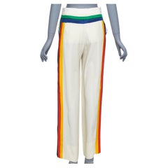 OLD CELINE Phoebe rainbow side trim silk high waist wide leg pants FR34 XS