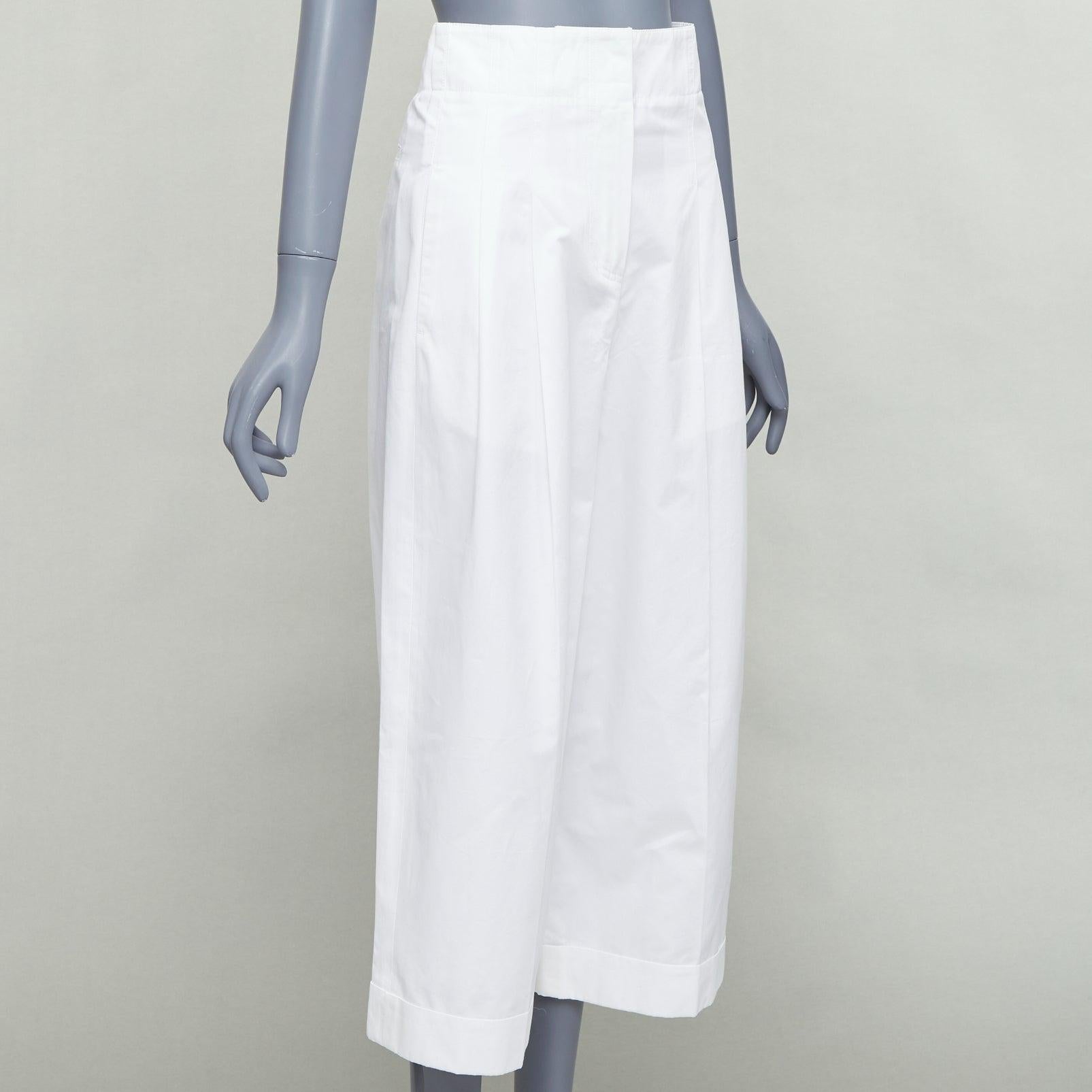 Gray OLD CELINE Phoebe white cotton high waisted pleated tapered pants FR34 XS