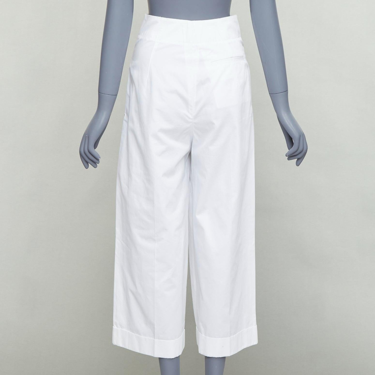 Women's OLD CELINE Phoebe white cotton high waisted pleated tapered pants FR34 XS