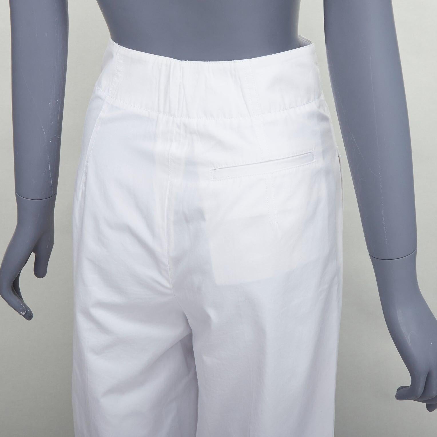 OLD CELINE Phoebe white cotton high waisted pleated tapered pants FR34 XS 2