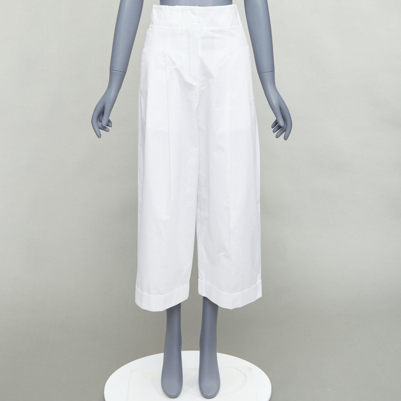 OLD CELINE Phoebe white cotton high waisted pleated tapered pants FR34 XS 4