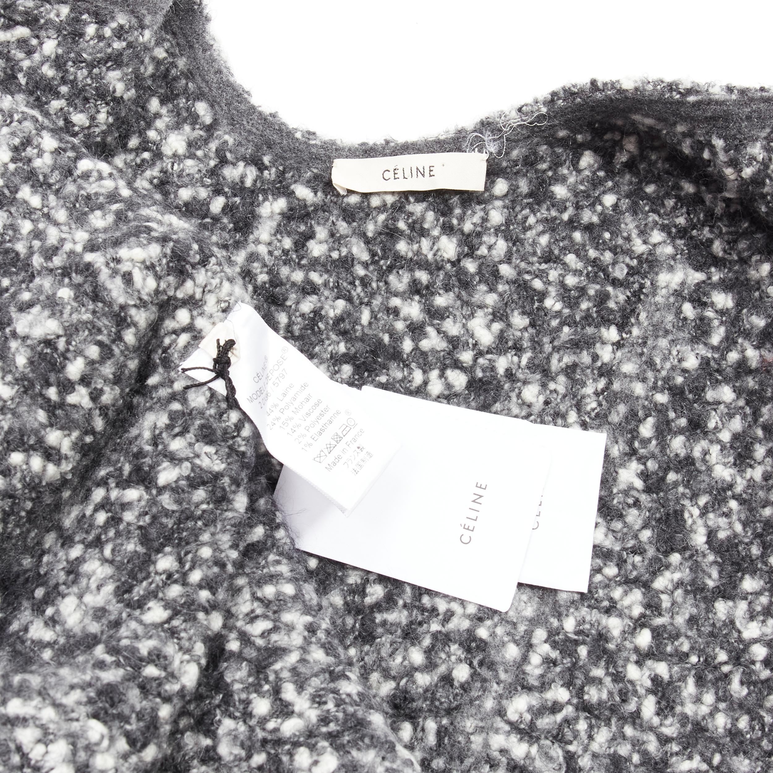 OLD CELINE Runway Phoebe Philo 2014 top diagonal bies lana gris FR34 XS en venta 5